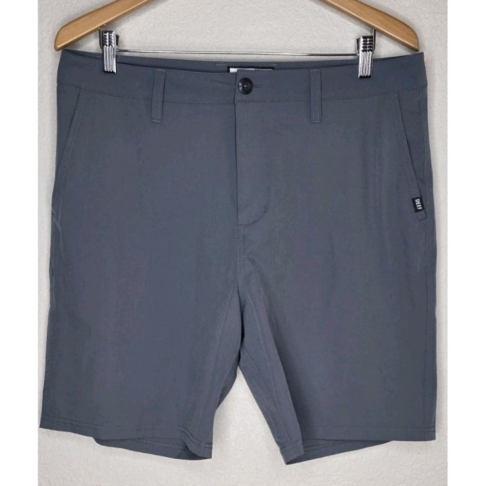 REEF Shorts Men 34 Gray Casual Relaxed Surf Chino Medford 19in Beach Quick Dry